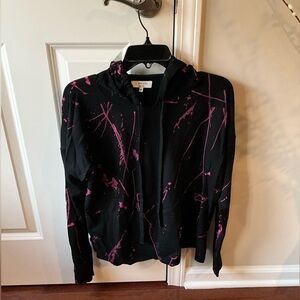 J. Society Black and Pink Splatter Hoodie Size Medium
